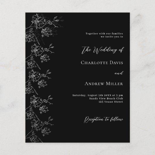 Schwarz-weiße Floralhochzeit (Vorderseite)