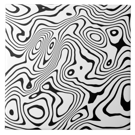 Schwarz-weiße flüssige Verwirbelung Fliese (Vorderseite)