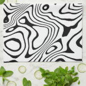 Schwarz-weiße flüssige Verwirbelung Geschirrtuch (Gefaltet)