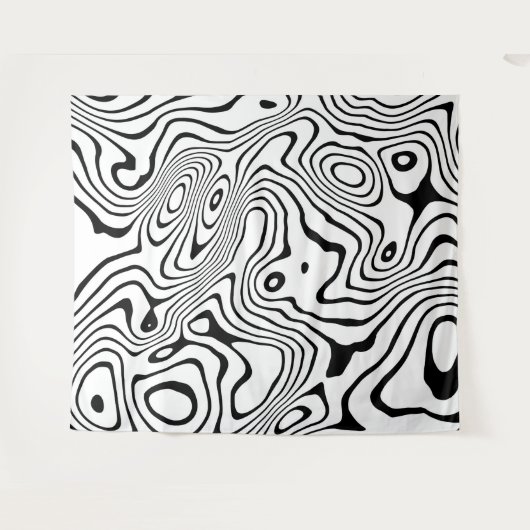 Schwarz-weiße flüssige Verwirbelung Wandteppich (Vorderseite (Horizontal))