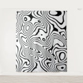 Schwarz-weiße flüssige Verwirbelung Wandteppich (Vorderseite)
