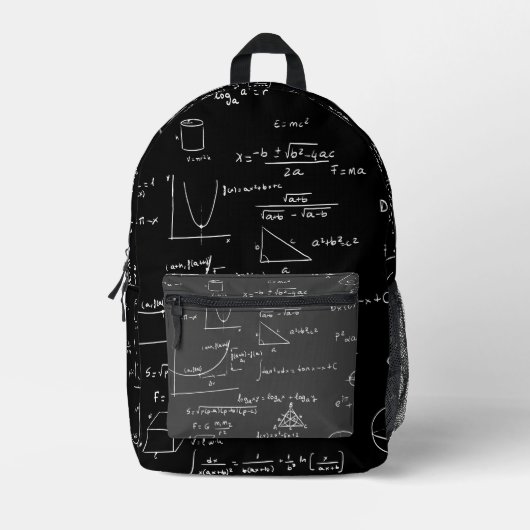 Schwarz-weiße Formeln Graphics Math Bedruckter Rucksack (Vorderseite)