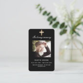 Schwarz-weiße Foto-Beerdigungskarte Visitenkarte (Stehend Vorderseite)