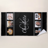 Schwarz-weiße Foto-Collage Strandtuch (Vorderseite)