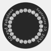 Schwarz-weiße Foto Diamanten fabelhaft Geburtstag Runder Aufkleber (Vorderseite)