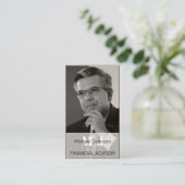 Schwarz-weiße Foto-Finanzberater-Visitenkarte Visitenkarte (Stehend Vorderseite)