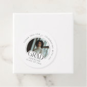 Schwarz-weiße Foto Grad Graduationspartei Geschenkanhänger (Beispiel)