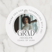 Schwarz-weiße Foto Grad Graduationspartei Geschenkanhänger (Vorderseite)