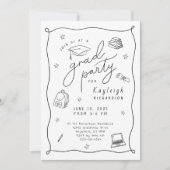 Schwarz-weiße Foto Hand gezeichnete Grad Party Ein Ankündigung (Vorderseite)