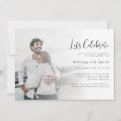 Schwarz-weiße Foto-Hochzeitspartei Einladung (Vorderseite)