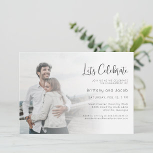 Schwarz-weiße Foto-Hochzeitspartei Einladung