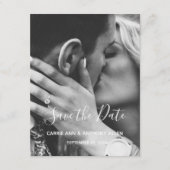 Schwarz-weiße Foto Script Typografie Save the Date (Vorderseite)