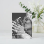 Schwarz-weiße Foto Script Typografie Save the Date (Stehend Vorderseite)
