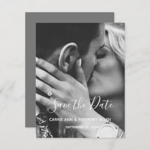 Schwarz-weiße Foto Script Typografie Save the Date