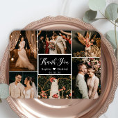 Schwarz-weiße Fotocollage Hochzeit Danke Magnet