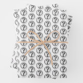 Schwarz-weiße Fragezeichen Muster 3D Geschenkpapier Set (Beispiel)