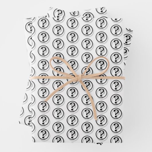 Schwarz-weiße Fragezeichen Muster 3D Geschenkpapier Set (Beispiel)