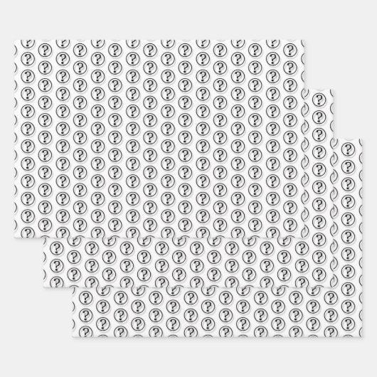 Schwarz-weiße Fragezeichen Muster 3D Geschenkpapier Set (Set)