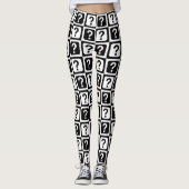 Schwarz-weiße Fragezeichen-Riddle-Block-Monogramm Leggings (Vorderseite)