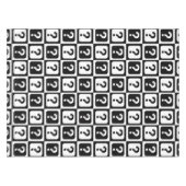 Schwarz-weiße Fragezeichen-Riddle-Block-Monogramm Tischdecke (Vorderseite (Horizontal))