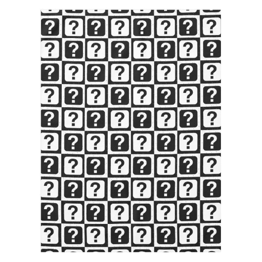 Schwarz-weiße Fragezeichen-Riddle-Block-Monogramm Tischdecke (Vorderseite)