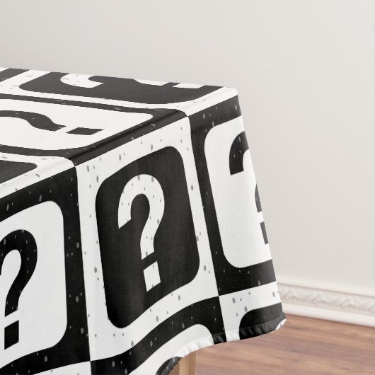 Schwarz-weiße Fragezeichen-Riddle-Block-Monogramm Tischdecke (Beispiel)