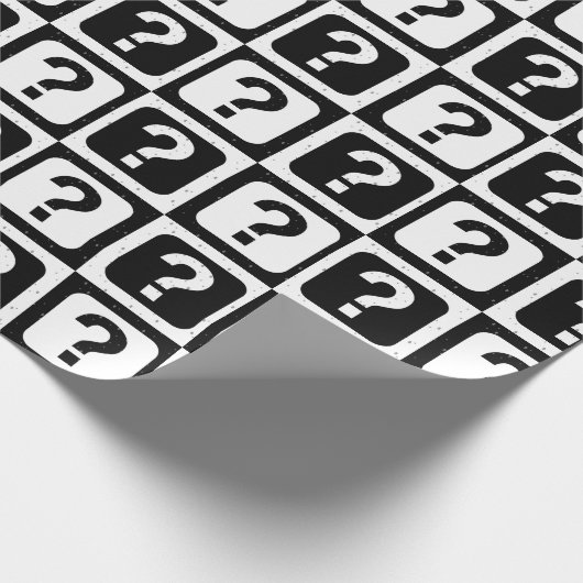 Schwarz-weiße Fragezeichen Riddle Block Print Geschenkpapier (Ecke)