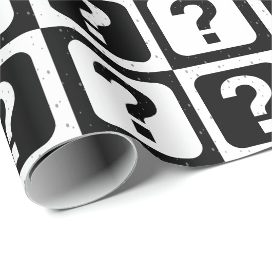 Schwarz-weiße Fragezeichen Riddle Block Print Geschenkpapier (Rolleneckpunkt)