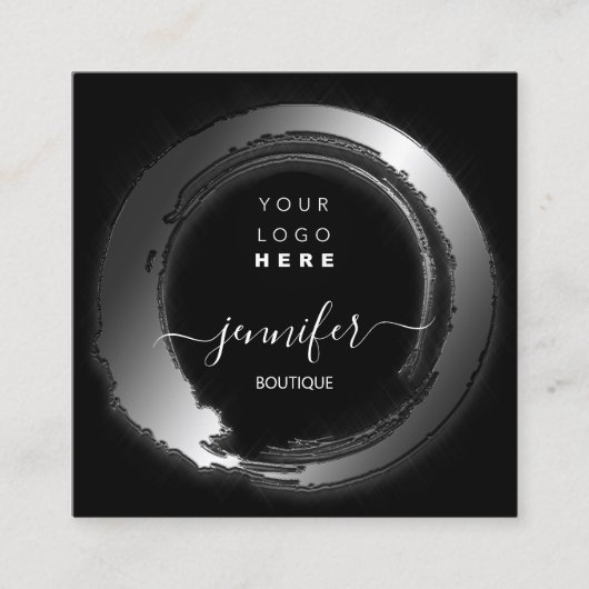 Schwarz-weiße Frame Custom QR LOGO SHOP Quadratische Visitenkarte (Vorderseite)