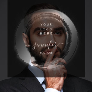 Schwarz-weiße Frame Custom QR LOGO SHOP Quadratische Visitenkarte