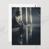 Schwarz-weiße Frau an der Bridge Double Exposure Postkarte (Vorne/Hinten)