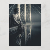 Schwarz-weiße Frau an der Bridge Double Exposure Postkarte (Vorderseite)