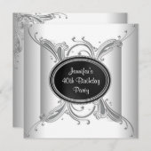 Schwarz-weiße Frauen 40. Geburtstag Party Einladung (Vorne/Hinten)