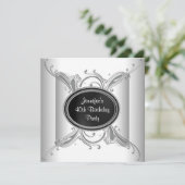 Schwarz-weiße Frauen 40. Geburtstag Party Einladung (Stehend Vorderseite)