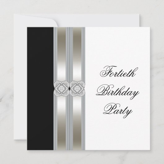 Schwarz-weiße Frauen 40. Geburtstag Party Einladung (Vorderseite)