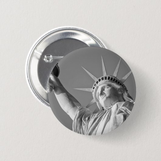 Schwarz-weiße Freiheitsstatue Button (Vorne & Hinten)