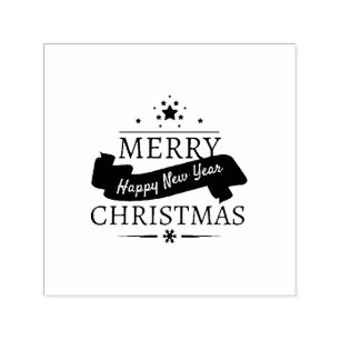 Schwarz-weiße frohe Weihnachten und ein Permastempel