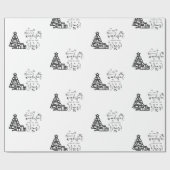 Schwarz-weiße frohe Weihnachtsbaumen Zitat Geschen Geschenkpapier (Flach)