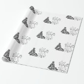 Schwarz-weiße frohe Weihnachtsbaumen Zitat Geschen Geschenkpapier (Ungerollt)