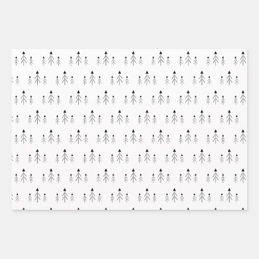 Schwarz-weiße frohe Weihnachtsbaumen Zitat Geschen Geschenkpapier Set (Vorderseite 3)