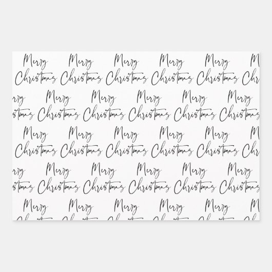 Schwarz-weiße frohe Weihnachtsbaumen Zitat Geschen Geschenkpapier Set (Vorderseite 2)