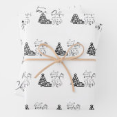 Schwarz-weiße frohe Weihnachtsbaumen Zitat Geschen Geschenkpapier Set (Beispiel)