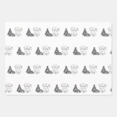 Schwarz-weiße frohe Weihnachtsbaumen Zitat Geschen Geschenkpapier Set (Vorderseite)