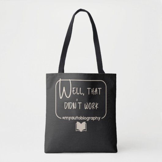 Schwarz-weiße Funny Pessimist Failure Autobiografi Tasche (Vorderseite)