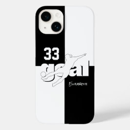 Schwarz-weiße Fußball-Mädchennummer Case-Mate iPhone 14 Hülle
