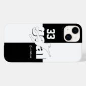 Schwarz-weiße Fußball-Mädchennummer Case-Mate iPhone Hülle (Rückseite (Horizontal))