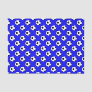Schwarz/Weiße Fußballbälle auf Blau Seidenpapier