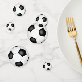 Schwarz-weiße Fußballbälle Kinder Party Konfetti