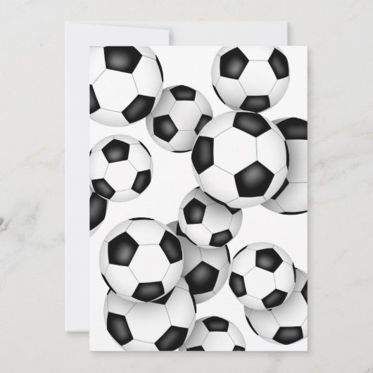 Schwarz-weiße Fußballbälle Kindergeburtstag Party Einladung (Rückseite)