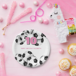 Schwarz-weiße Fußballbälle Kindergeburtstag Party Pappteller